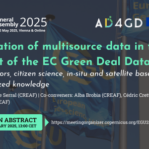 EGU2025 - Integration of multisource data in the context of the EC Green Deal Data Space - Submit an abstract. Until 15 January 2025, 13:00 CET.