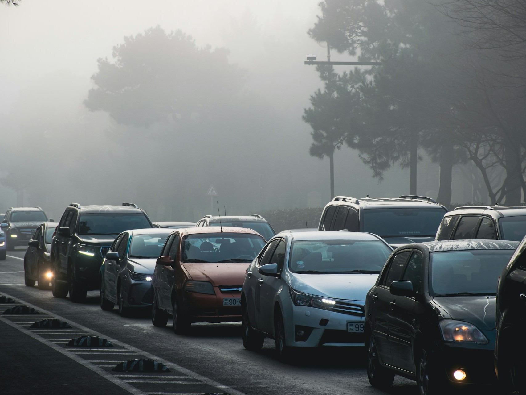 Cars in a city.